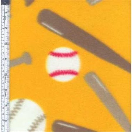 TEXTILE CREATIONS Textile Creations MFP-306-50 Sport Fleece; Baseballs Yellow MFP-306-50